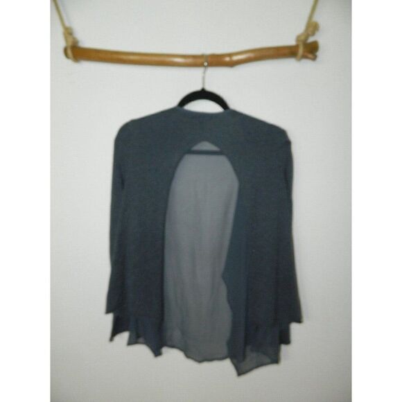 Subtle Luxury Cardigan Blue Grayish Open Front Silk Cashmere Sheer Size XS/S - Picture 3 of 5